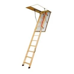 Fakro LWF Fire Resistant 3 Section Wooden Loft Ladder 2.8m Length -Insulation Materials Shop fakro lwf fire resistant wooden loft ladder 1