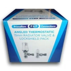 Angled Thermostatic Radiator Valve & Lockshield Pack - 15mm